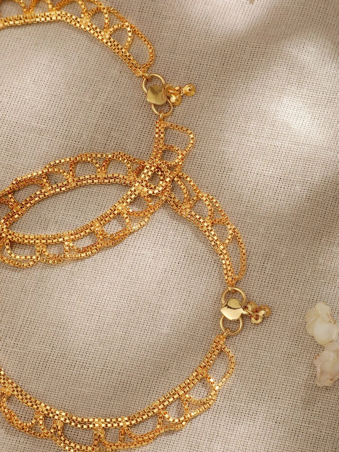 Rubans Sunlit Splendor 22K Gold-Plated Linked Chain Anklet