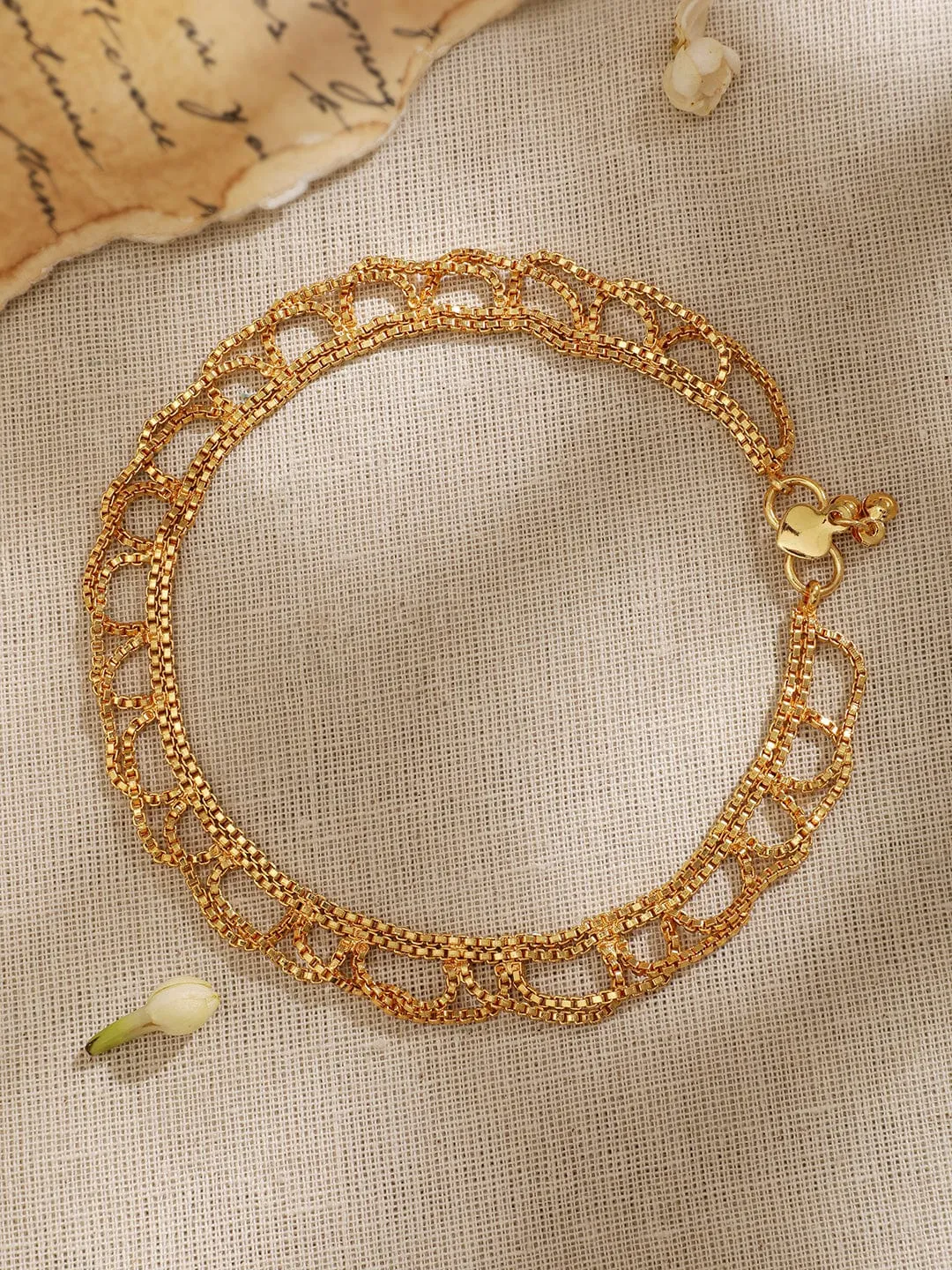 Rubans Sunlit Splendor 22K Gold-Plated Linked Chain Anklet