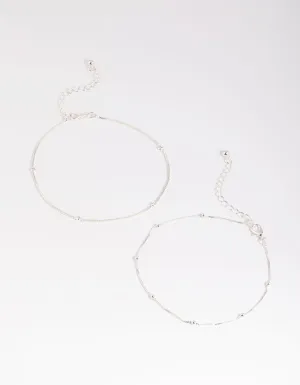 Silver Plated Cubic Zirconia Ball Anklet