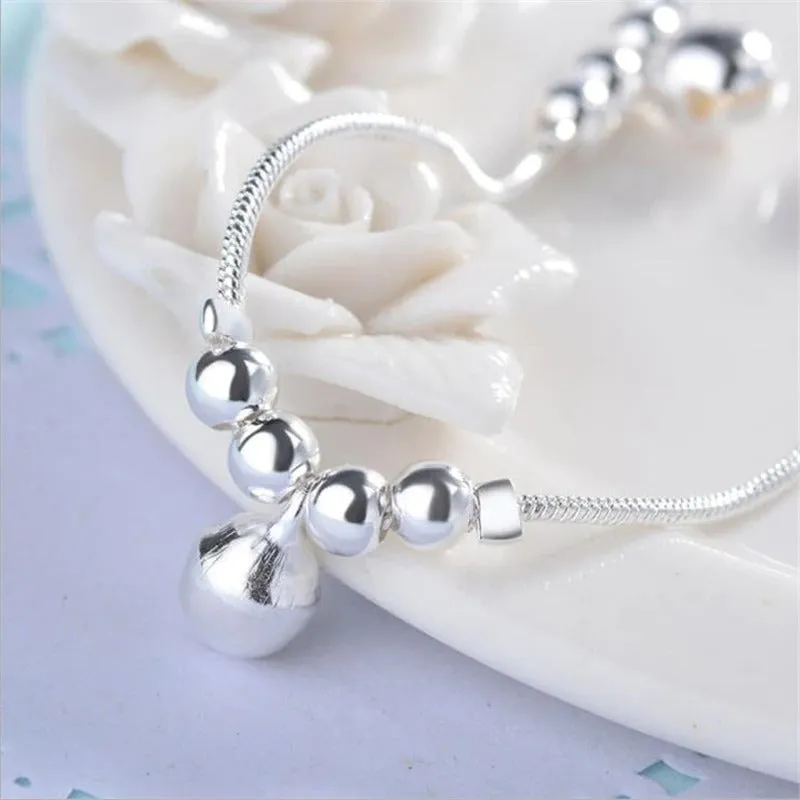 Sterling Silver 3 Bells Chain Anklet For Women