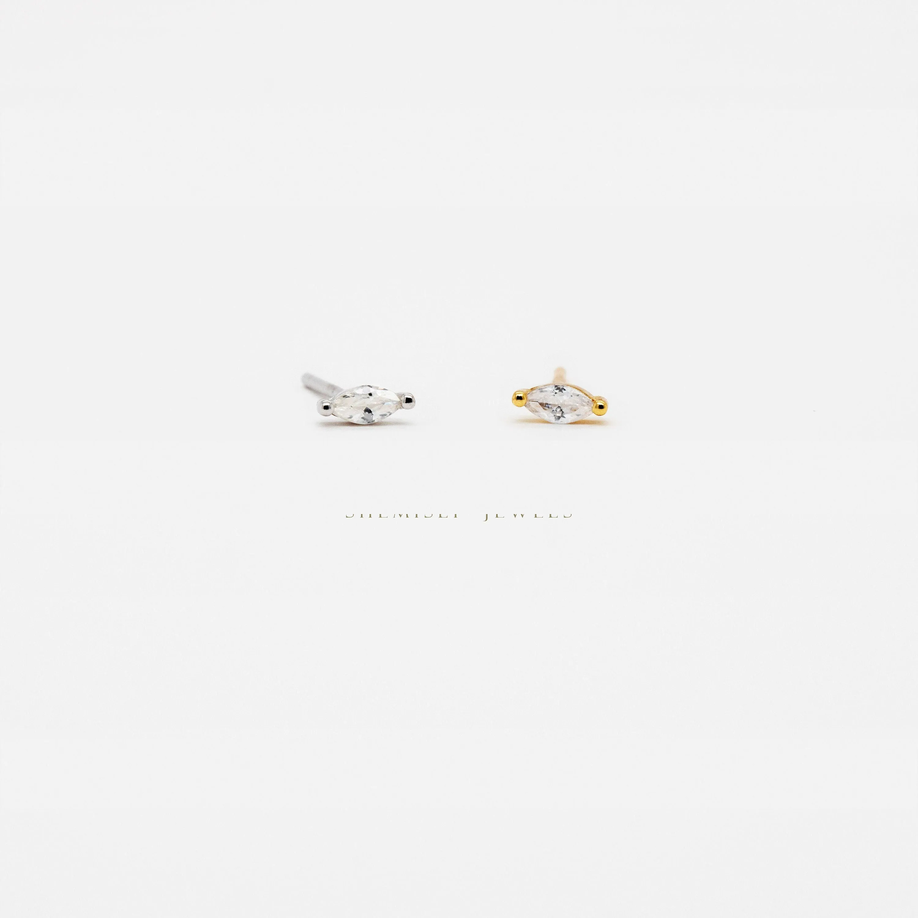 Super Dainty Marquise CZ Studs, White stone, Emerald, Unisex, Gold, Silver SHEMISLI - SS211, SS212, SS274, SS275, SS276, SS277