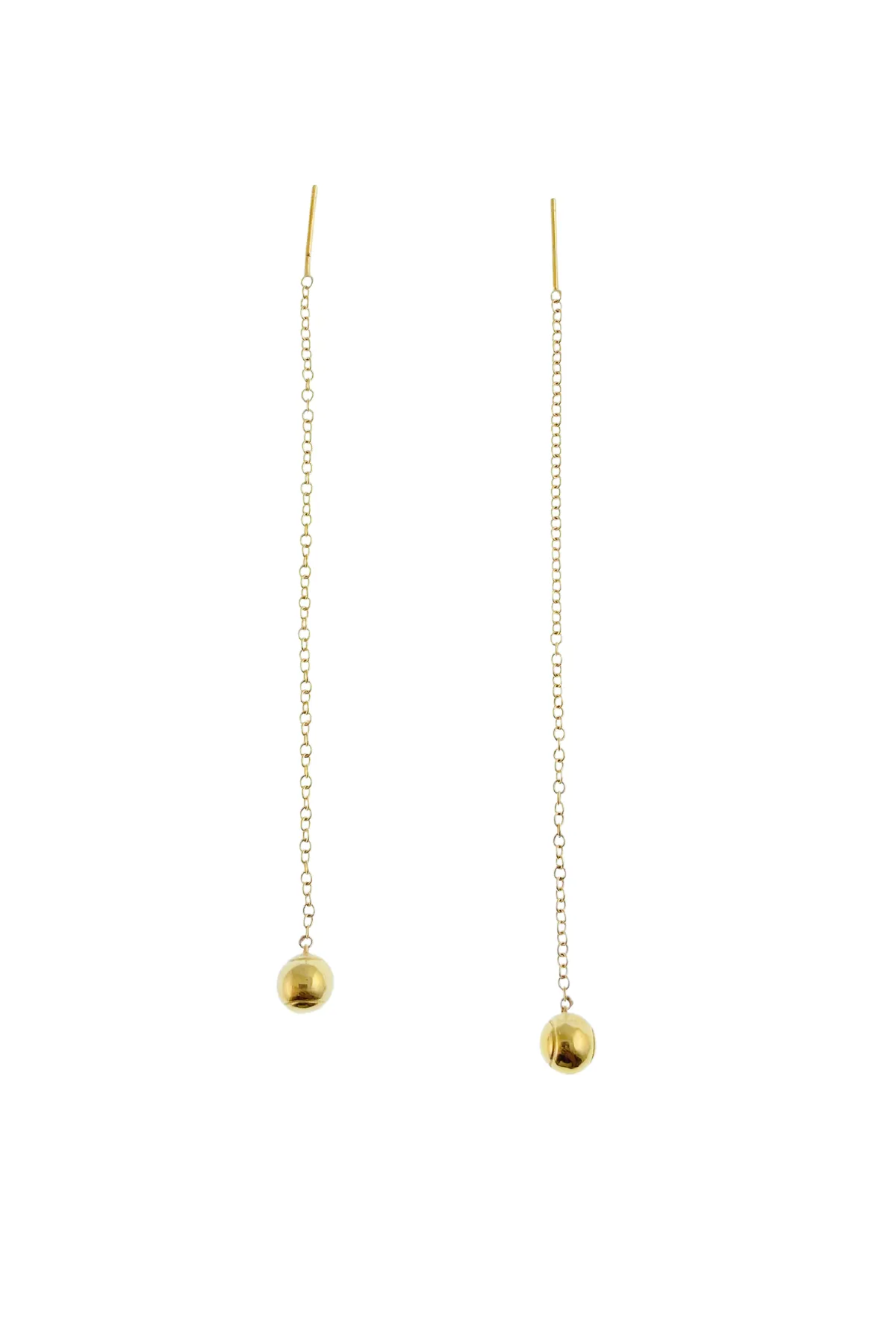 Tennis Ball   Chain Drop Earrings Solid Gold Jewelry