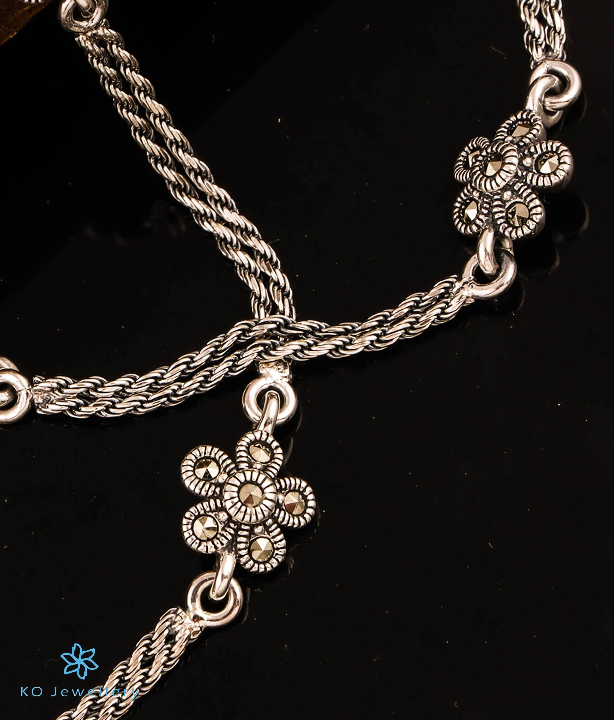 The Evershine Sparkle Silver Marcasite Anklets