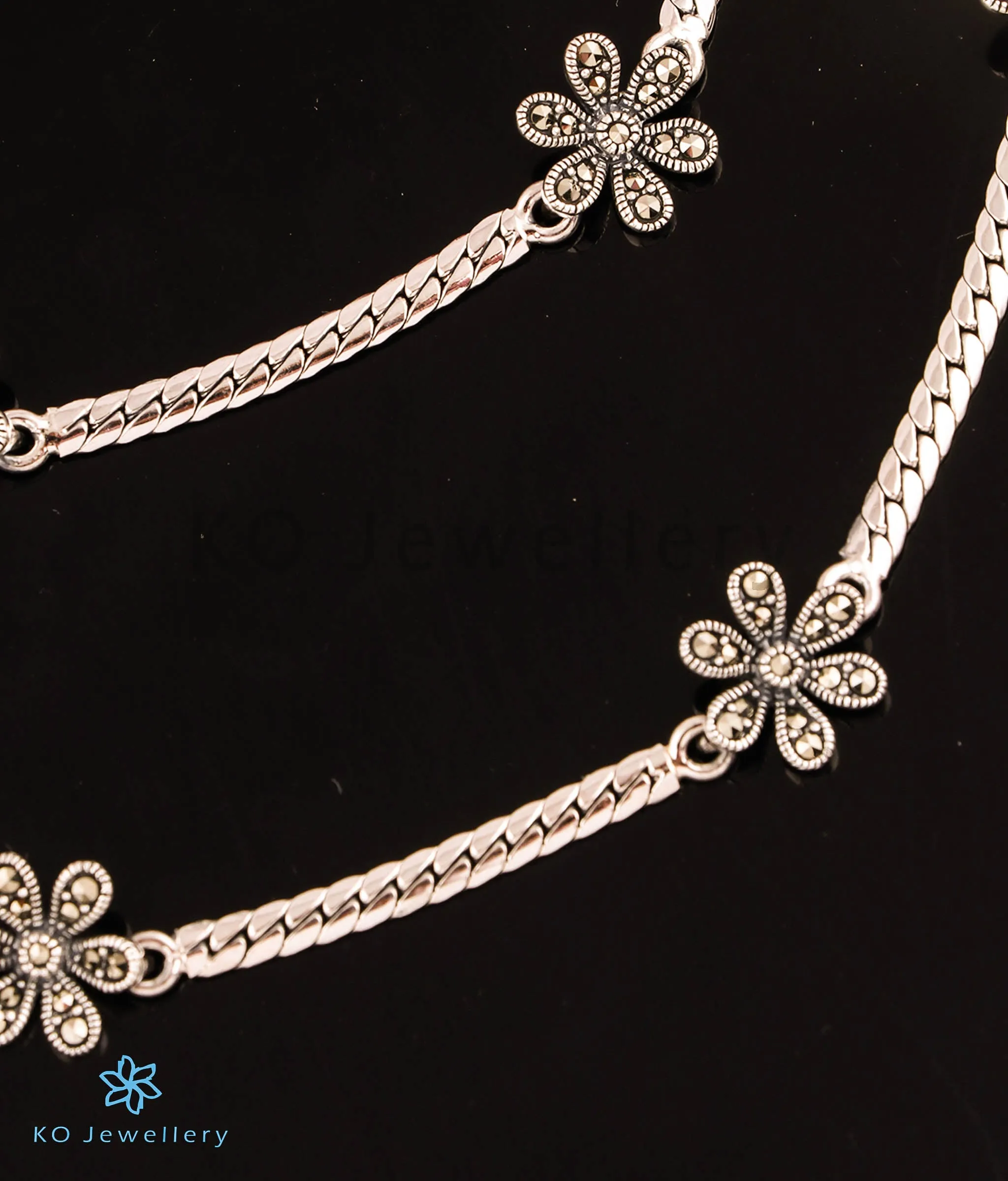 The Fleur Sparkle Silver Marcasite Anklets