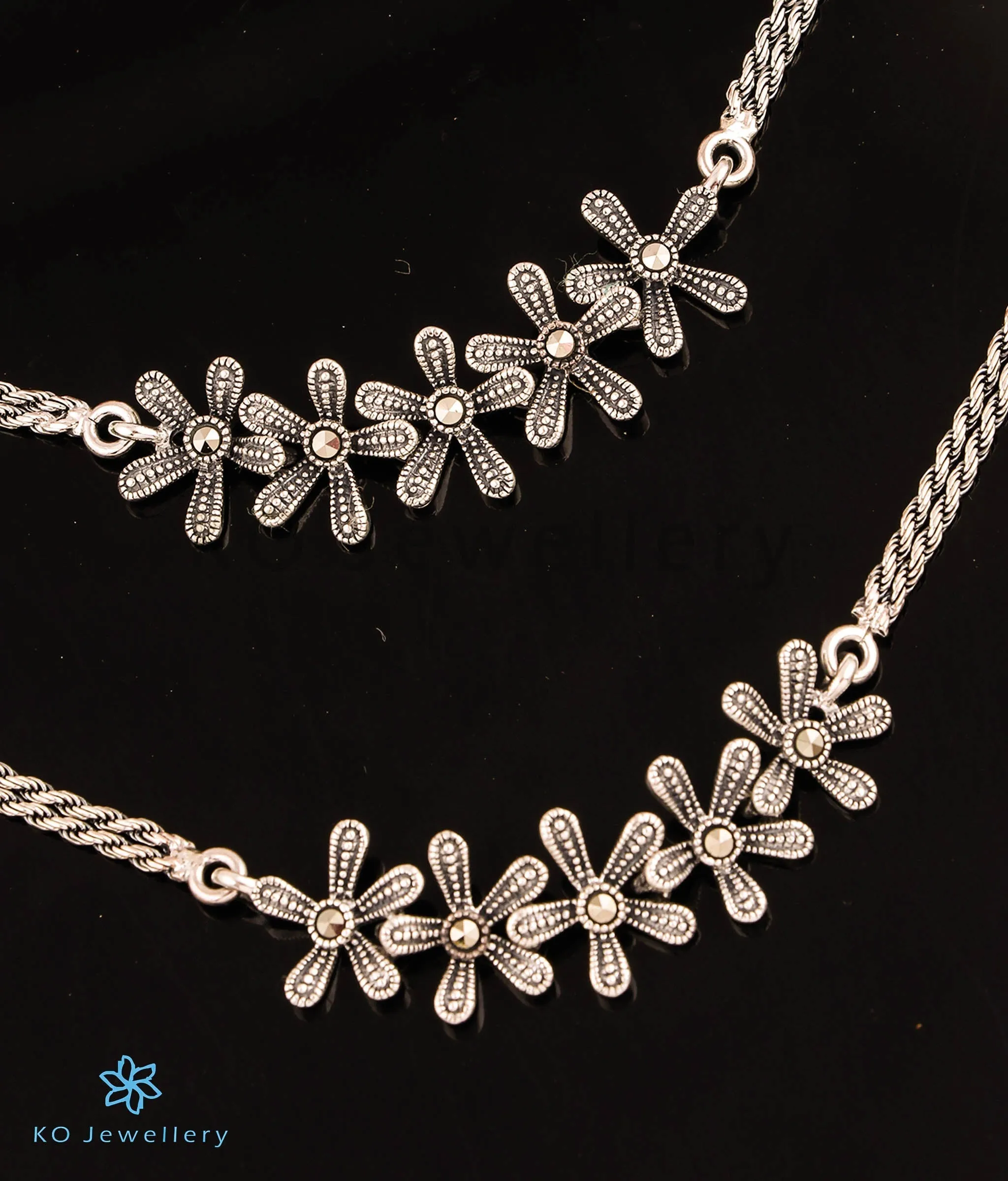 The Glitzy Sparkle Silver Marcasite Anklets