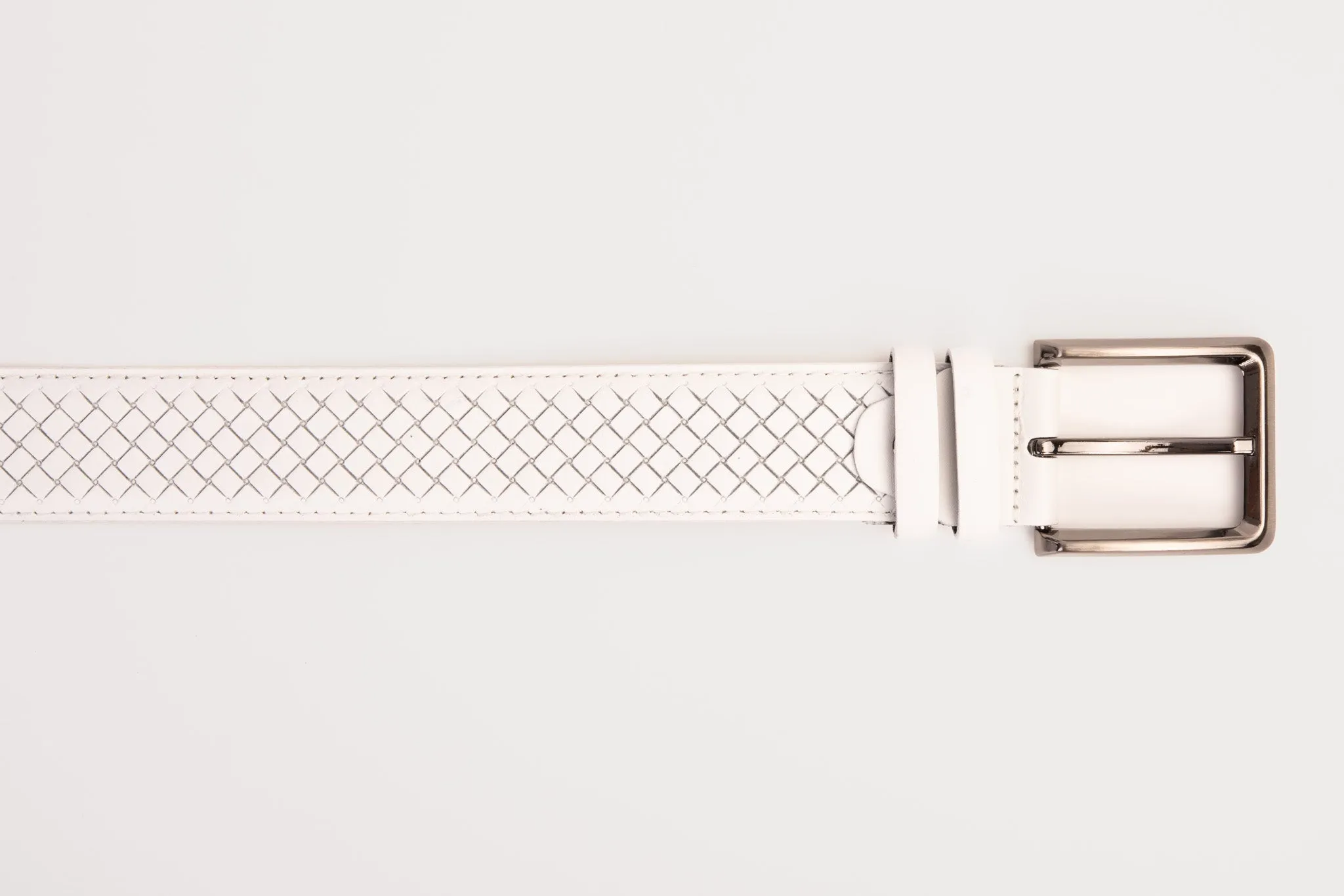 The Layla White Woven Leather Belt