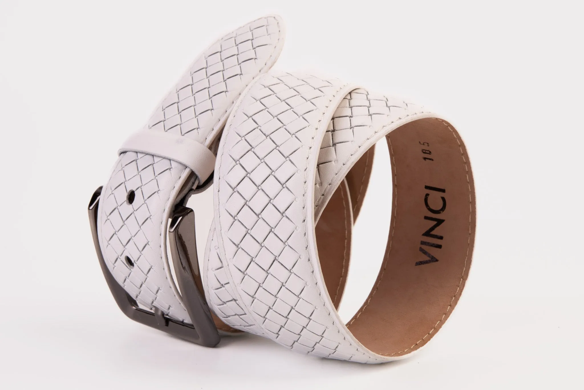 The Layla White Woven Leather Belt