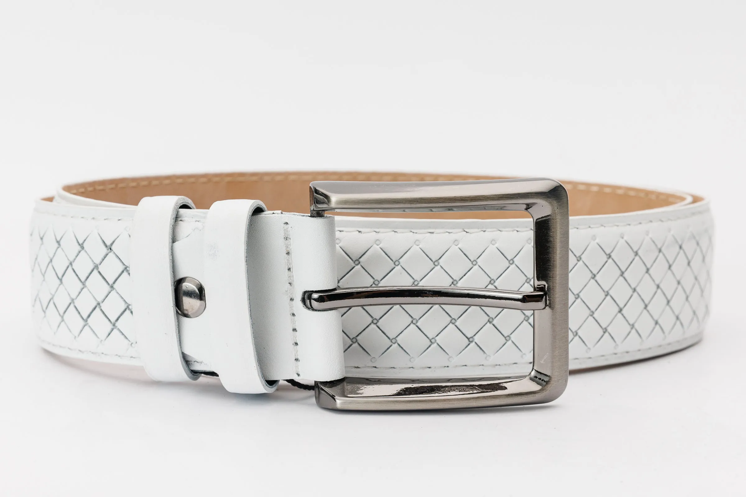 The Layla White Woven Leather Belt