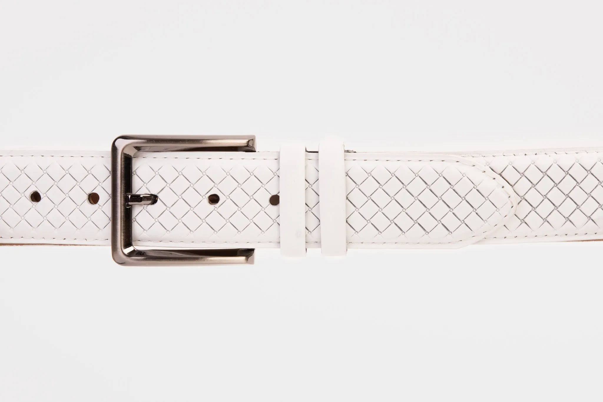 The Layla White Woven Leather Belt