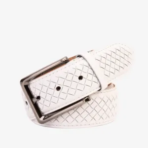 The Layla White Woven Leather Belt