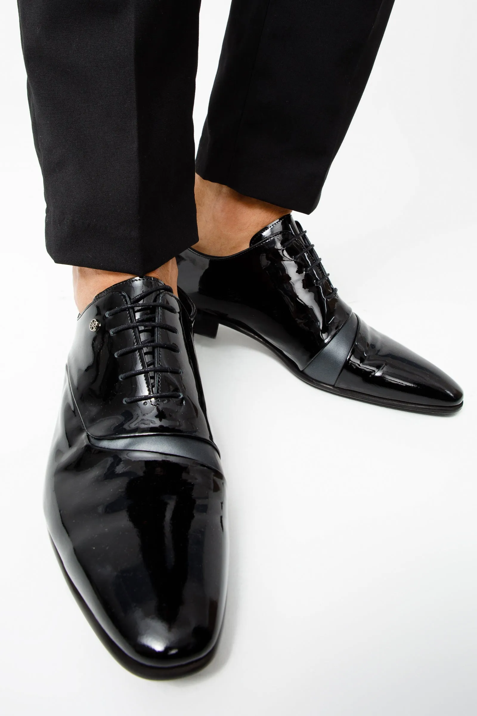 The Paris Black Patent Plain Toe Oxford Men Shoe