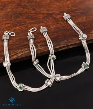 The Pujita Silver Antique Anklets