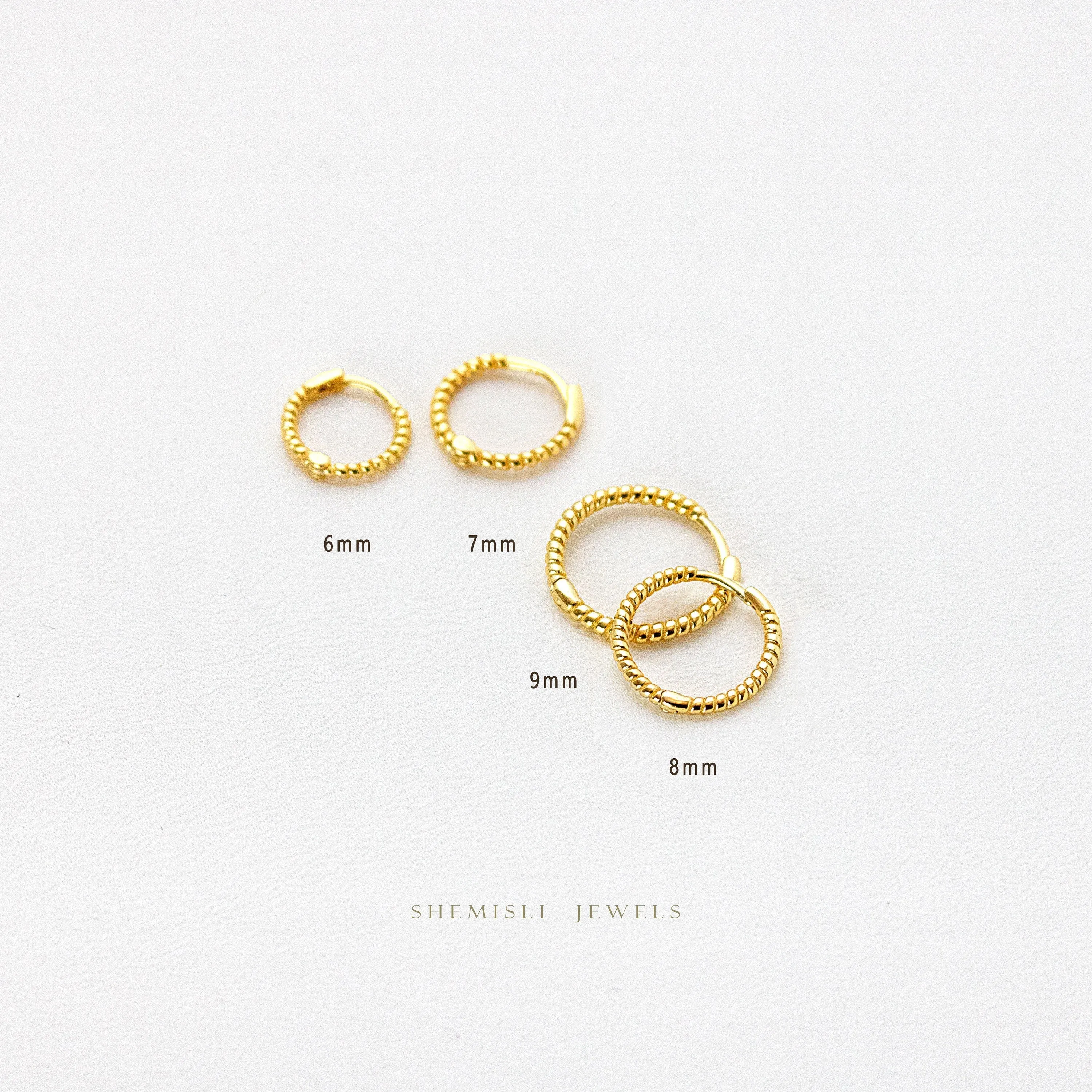 Twisted Wire Hoops, Cable Hoop Earrings, Rope Huggies, Simple Thin Hoops, Unisex, Gold, Silver SHEMISLI - SH396, SH397, SH398, SH399, SH033