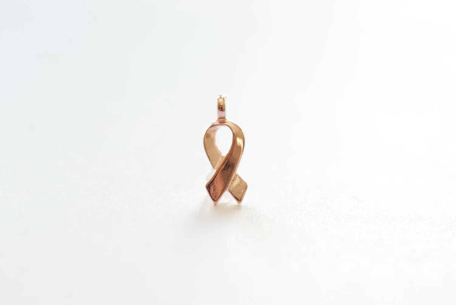 Vermeil Rose Gold Breast Cancer Ribbon -18k gold plated over sterling silver, symbol of breast cancer awareness,Breast Cancer Jewelry Charm