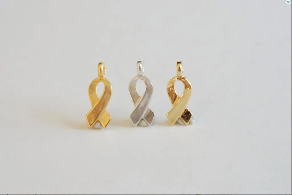 Vermeil Rose Gold Breast Cancer Ribbon -18k gold plated over sterling silver, symbol of breast cancer awareness,Breast Cancer Jewelry Charm