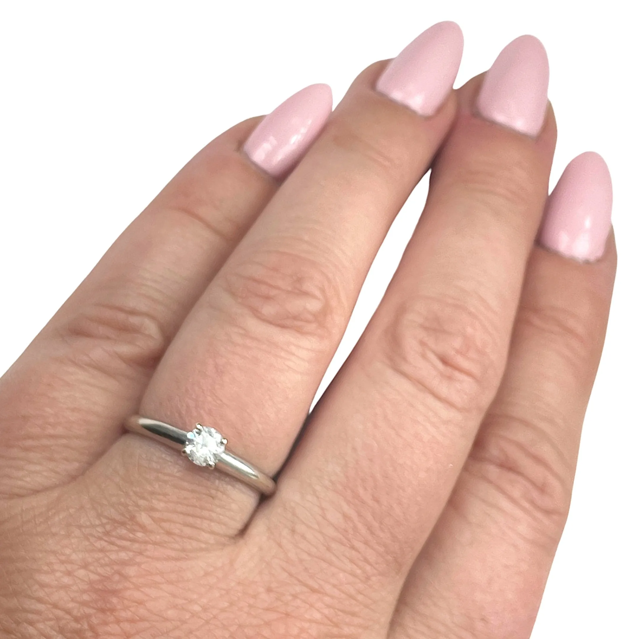 White Gold Diamond Solitaire Ring (Authentic Pre-Owned)