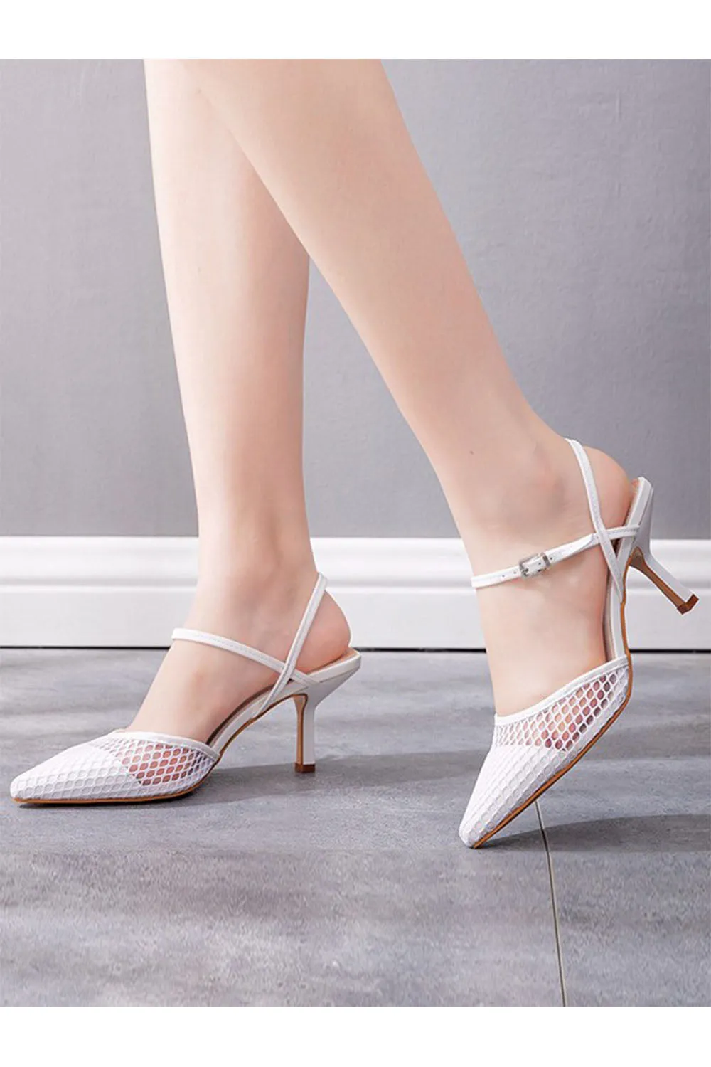 Women's Leatherette With Ankle Strap Closed Toe Stiletto Heel Wedding Shoes