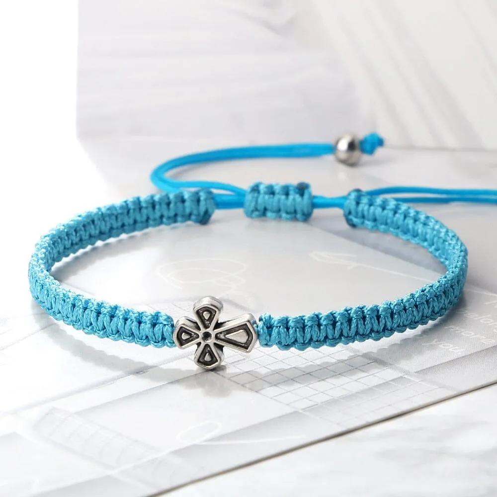 WWJD Cross Adjustable Handmade Knots Bracelet