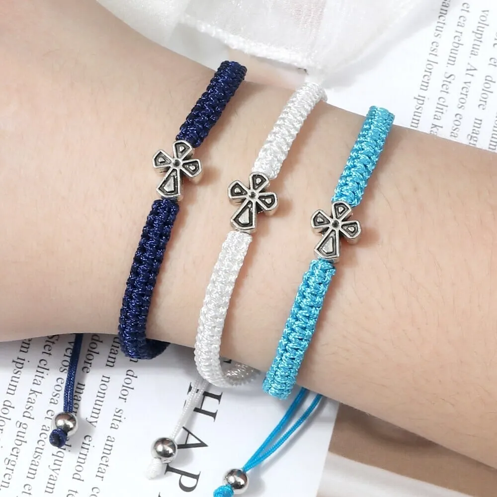 WWJD Cross Adjustable Handmade Knots Bracelet