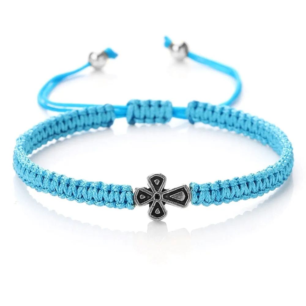 WWJD Cross Adjustable Handmade Knots Bracelet