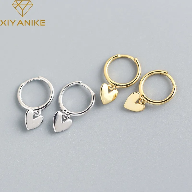 XIYANIKE 925 Sterling Silver New Love Heart Hoop Earrings Female Fashion Cute Romantic Elegant Jewelry Couple Handmade Gifts